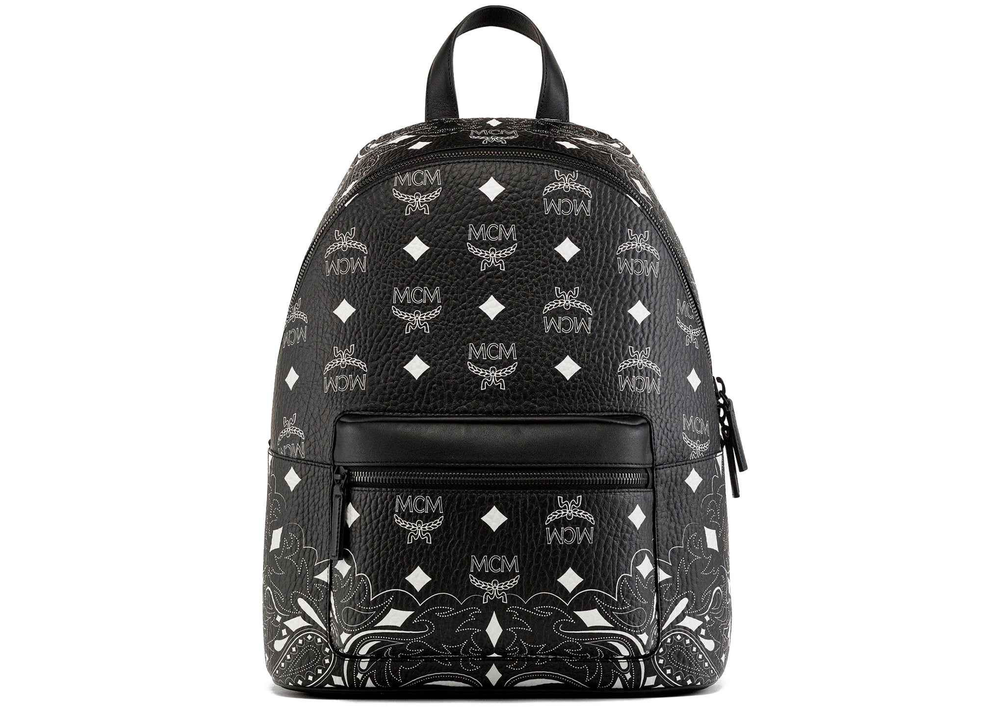 MCM Stark Medium Leather Backpack in Black for Men