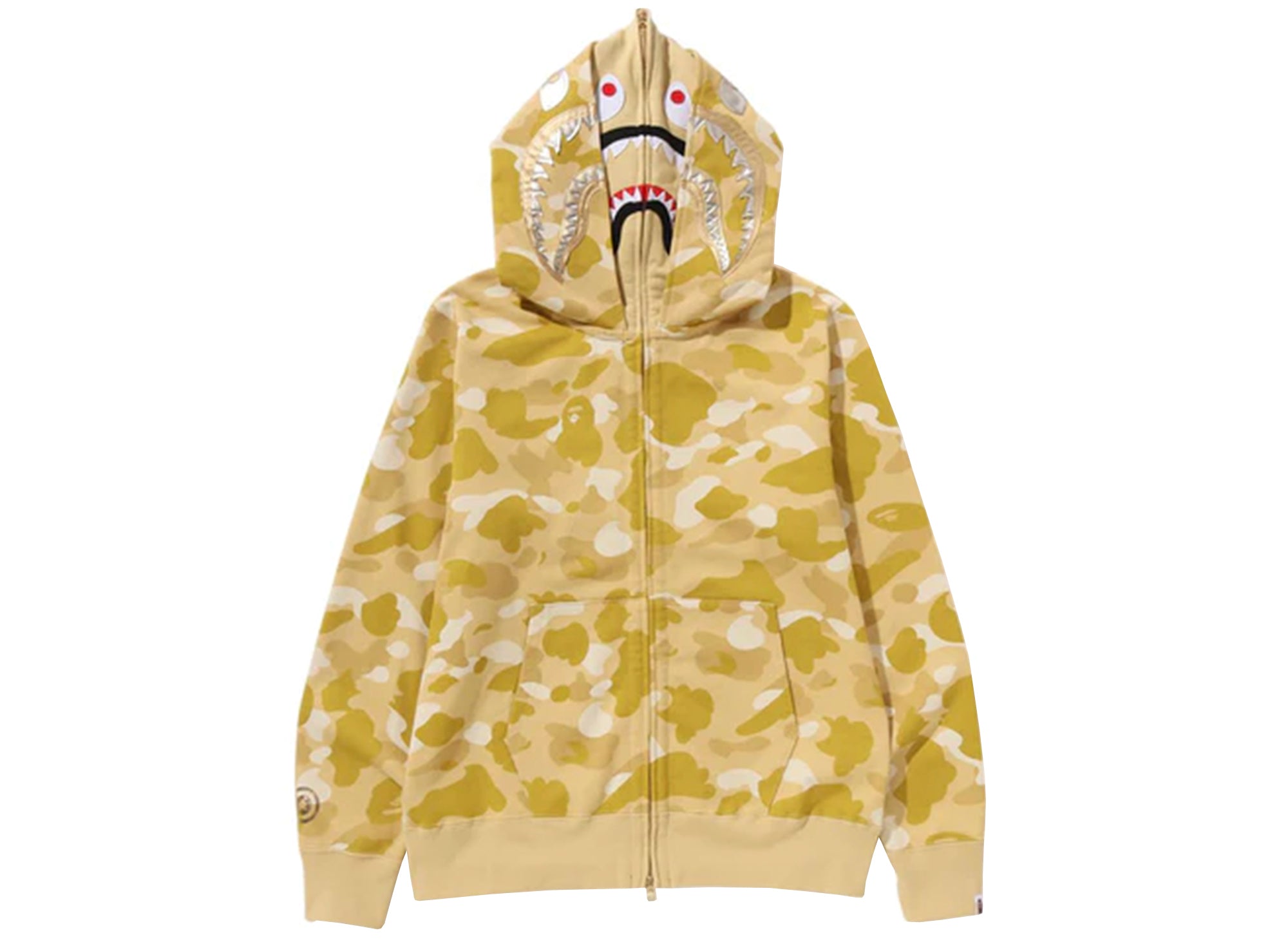 Bape Yellow Color Camo Double Shark Full Zip Hoodie