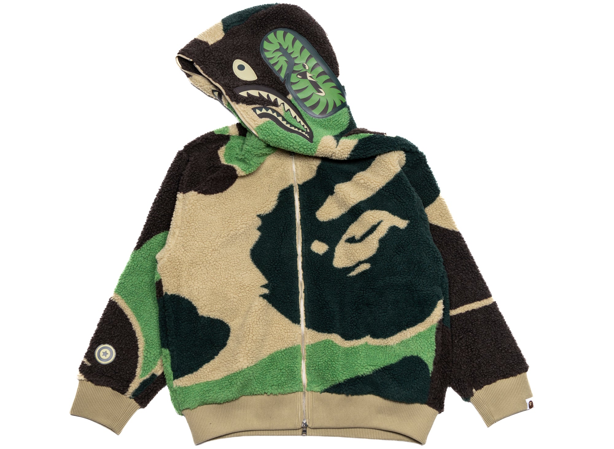 A Bathing Ape Mega ABC Camo Shark BOA Hoodie Jacket in Green xld