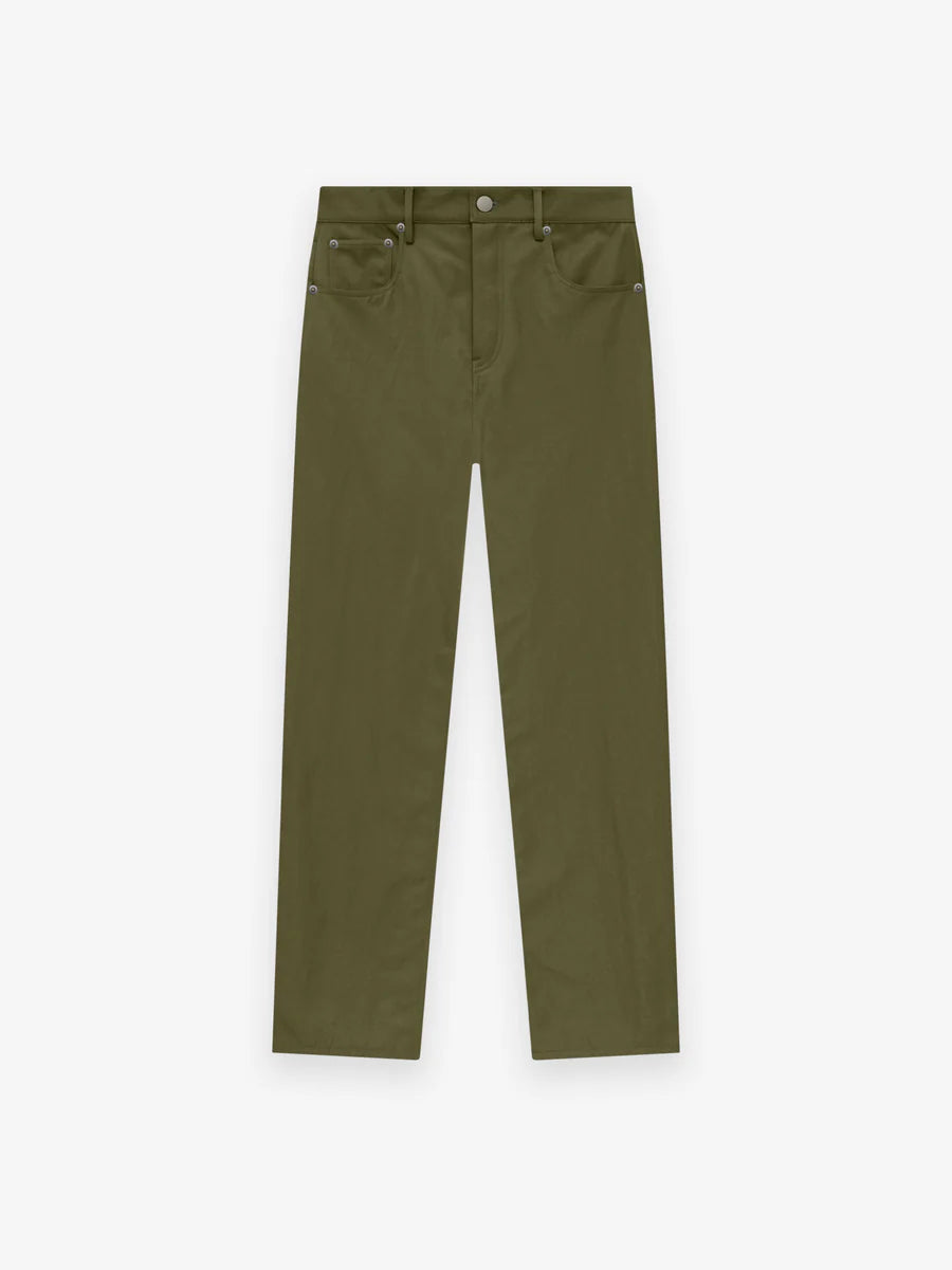 Fear of God Essentials Textured Nylon 5-Pocket Pants in Military