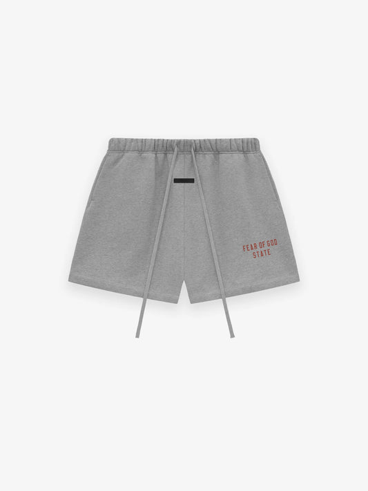 Fear of God Essentials Fleece Soccer Shorts in Dark Heather Oatmeal xld