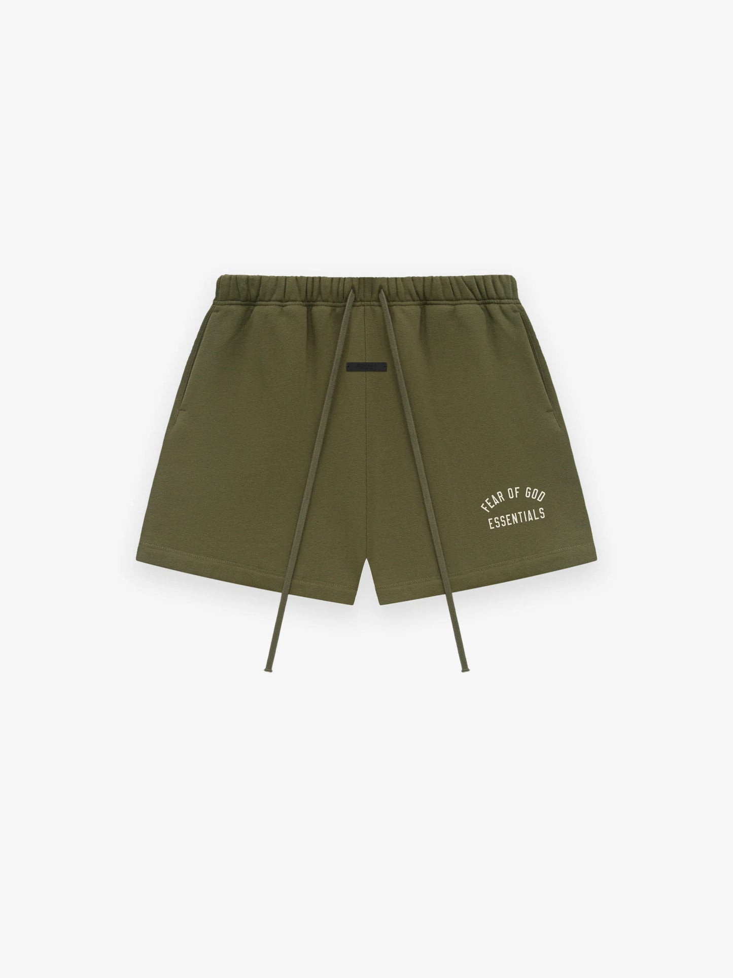 Fear of God Essentials Fleece Soccer Shorts in Military