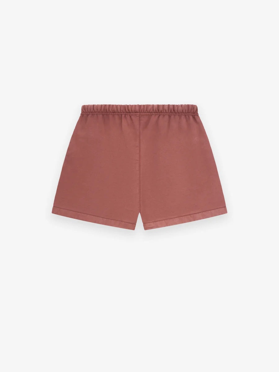 Fear of God Essentials Heavy Fleece Soccer Shorts in Crimson