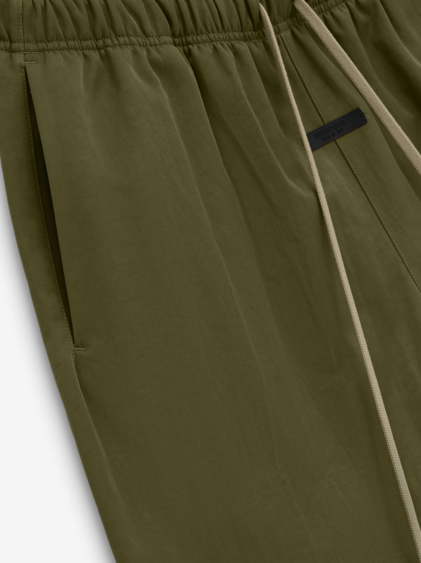 Fear of God Essentials Textured Nylon Soccer Shorts in Military