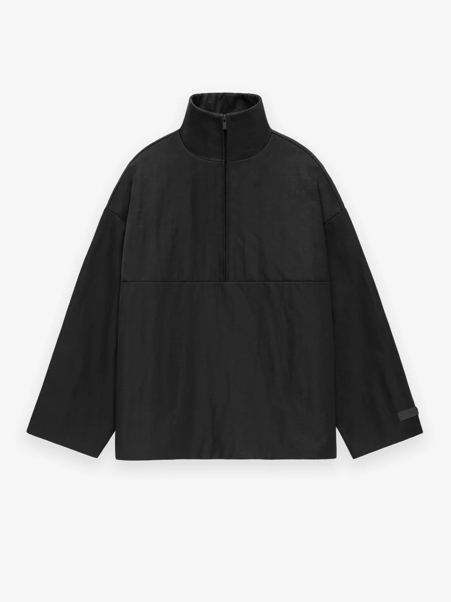 Fear of God Essentials Textured Nylon Half Zip Pullover in Black