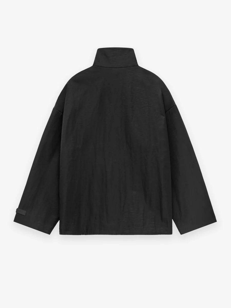 Fear of God Essentials Textured Nylon Half Zip Pullover in Black