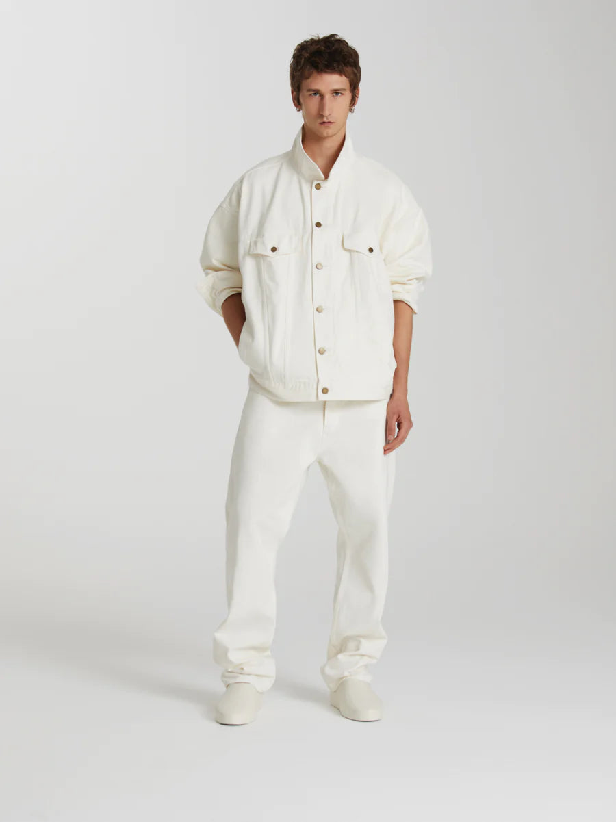 Fear of God Essentials Relaxed 5 Pocket Jeans in Silver Cloud