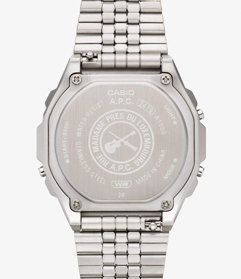 Casio x A.P.C. A1000 Watch in Silver xld