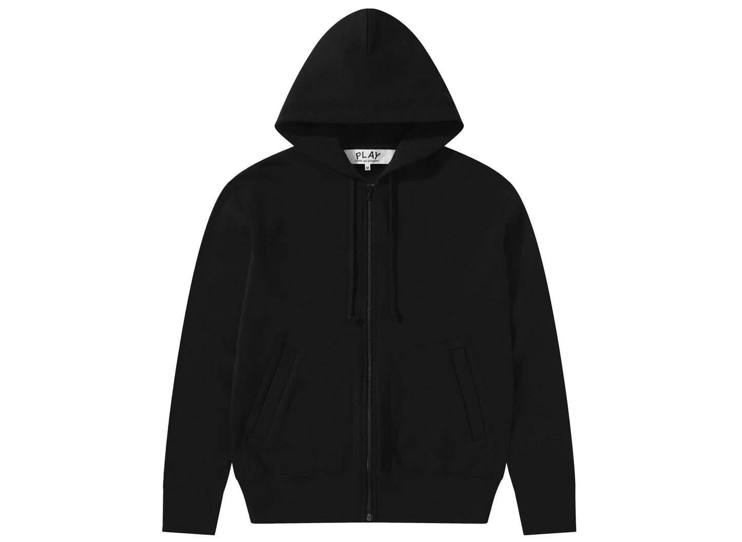 Comme des Garçons Play Red Emblem Back Logo Full Zip Hoodie in Black