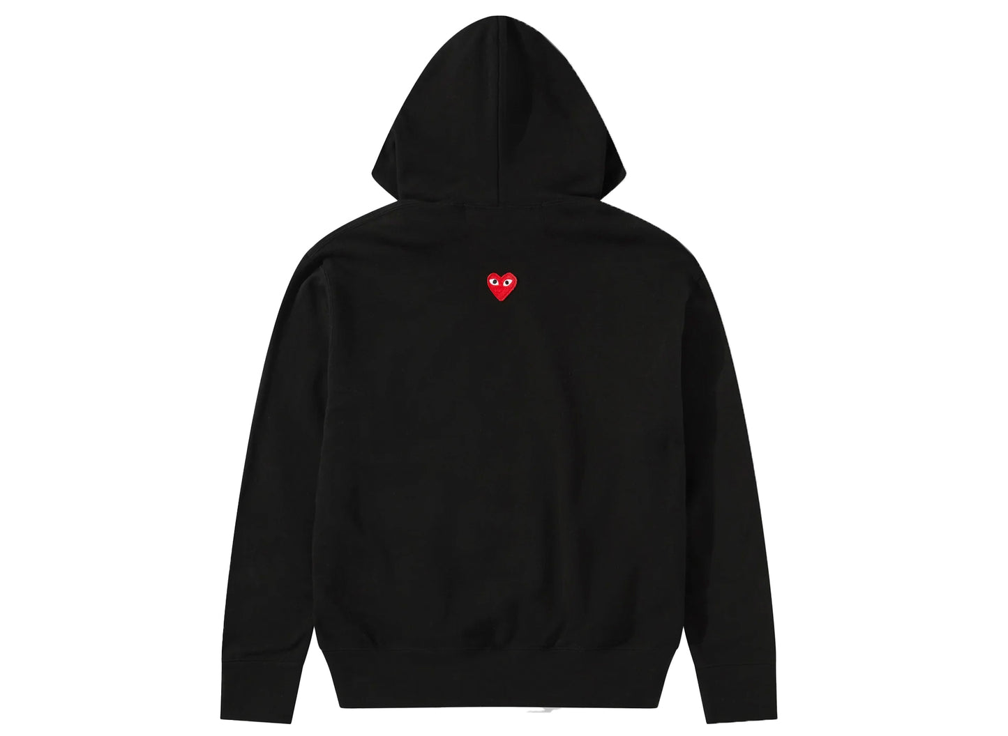 Comme des Garçons Play Red Emblem Back Logo Full Zip Hoodie in Black