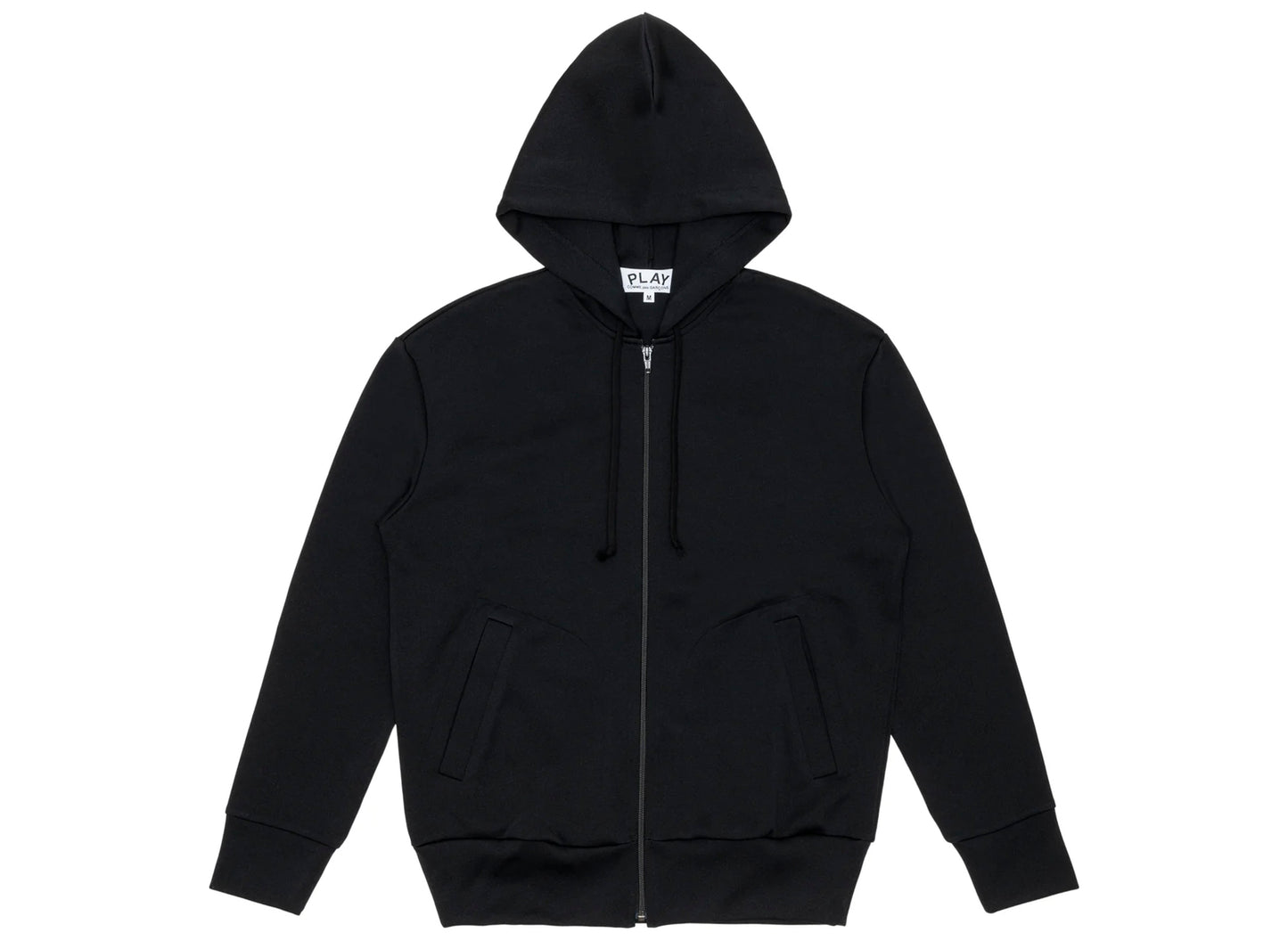 Comme des Garçons Play Nylon Black Emblem Back Logo Full Zip Hoodie in Black