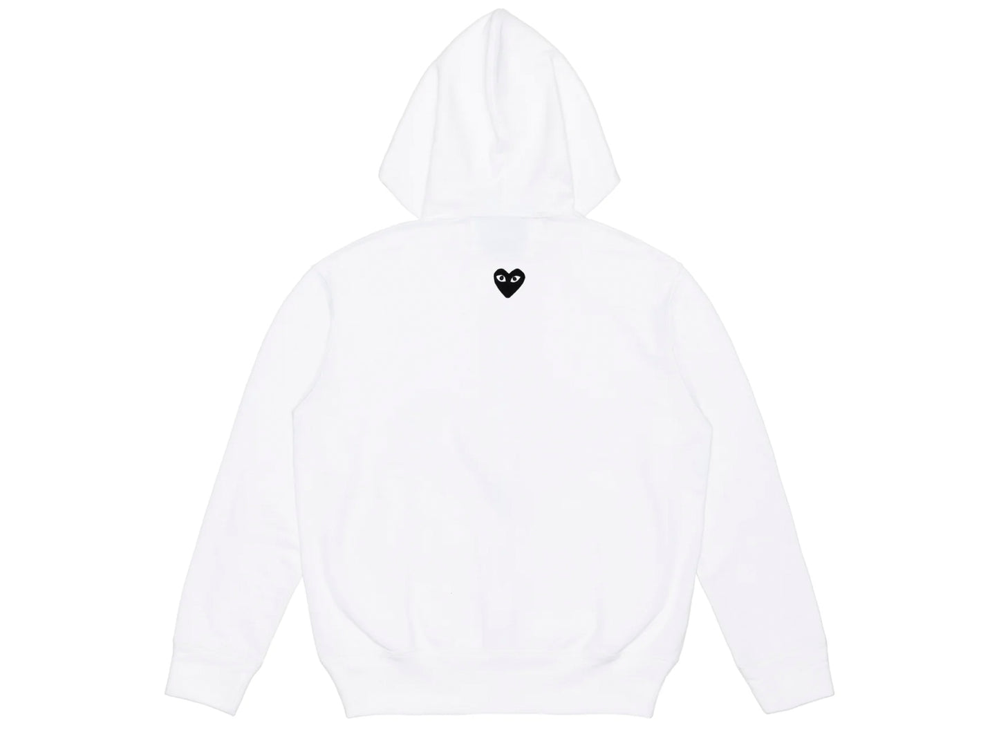 Comme des Garçons Play Black Emblem Back Logo Full Zip Hoodie in White