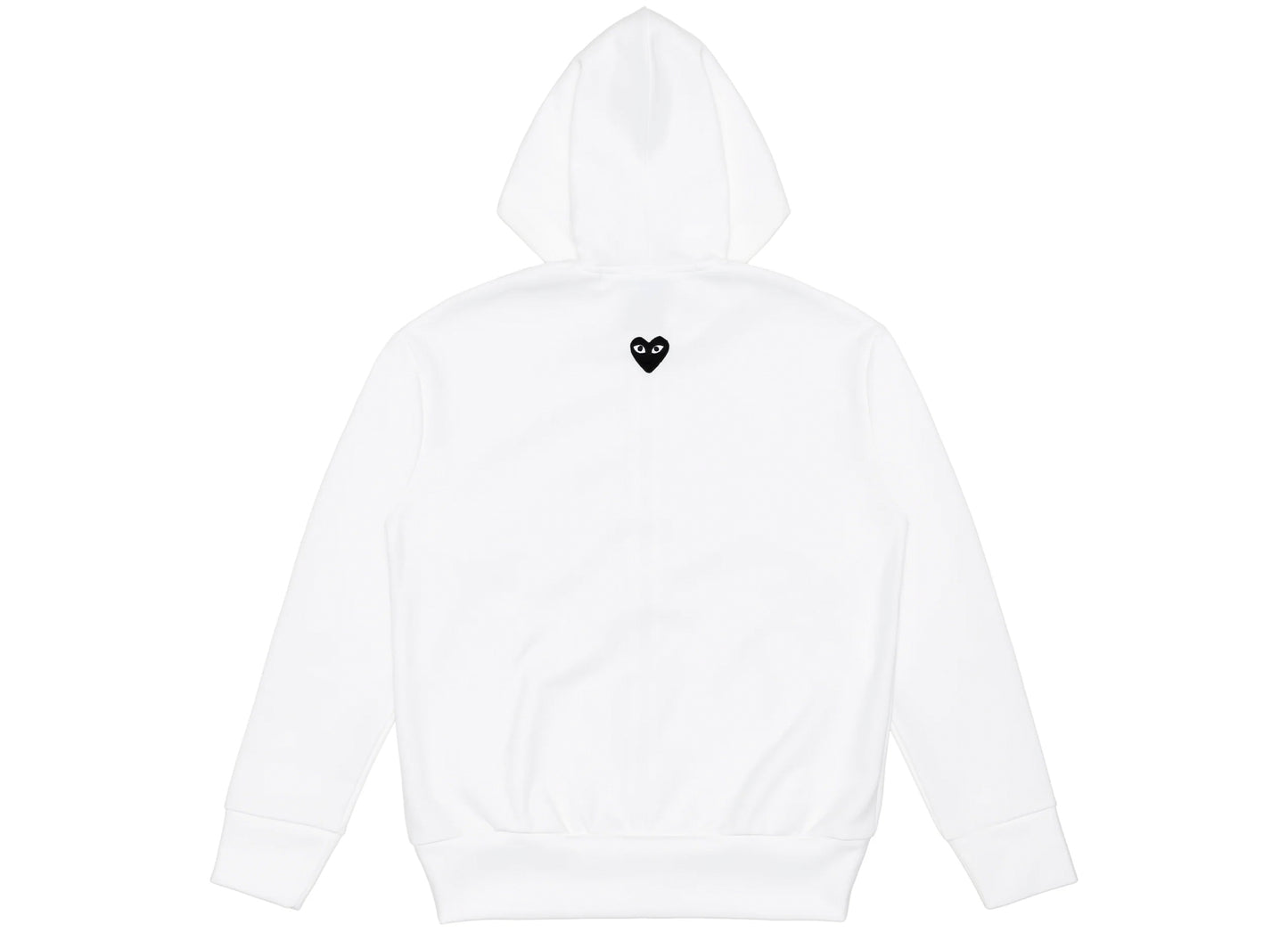 Comme des Garçons Play Nylon Black Emblem Back Logo Full Zip Hoodie in White