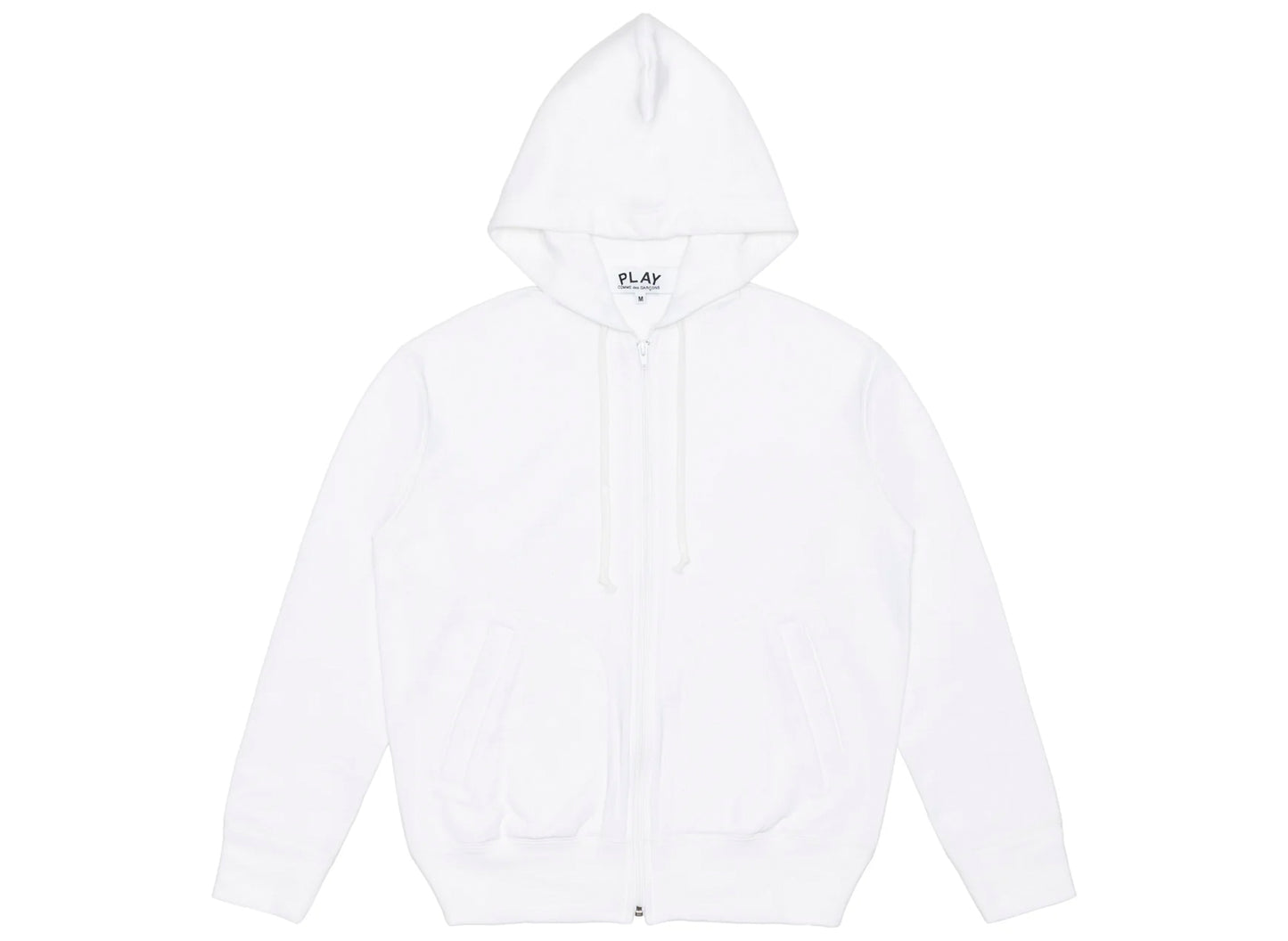 Comme des Garçons Play Red Emblem Back Logo Full Zip Hoodie in White