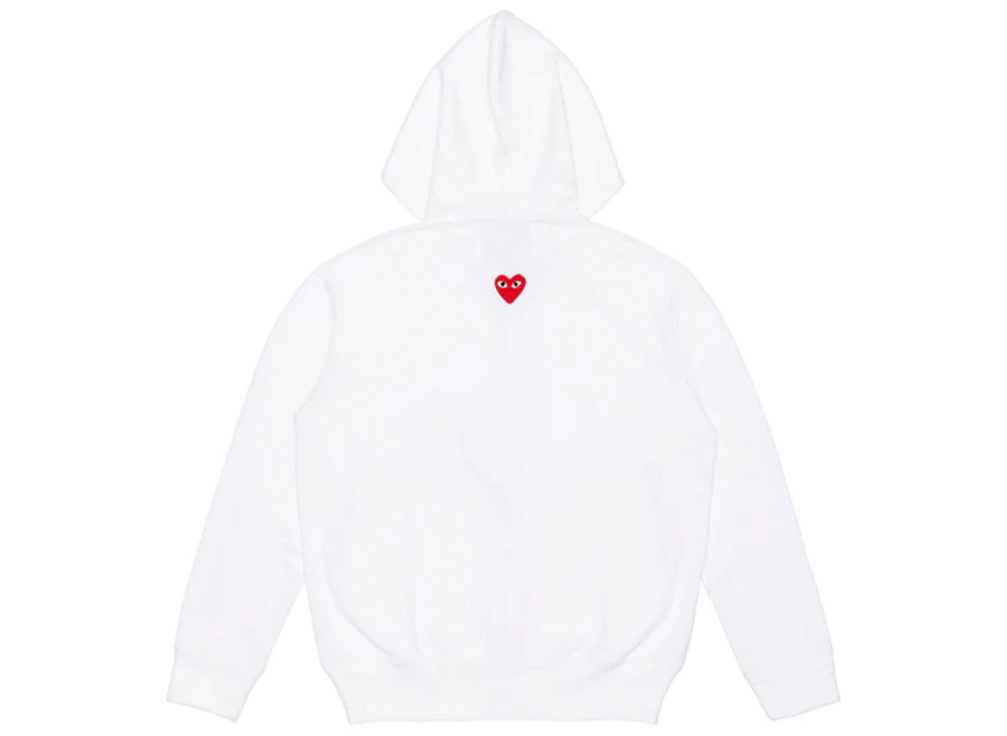 Comme des Garçons Play Red Emblem Back Logo Full Zip Hoodie in White