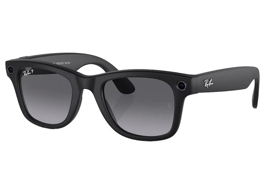 Ray-Ban Meta Wayfarer Sunglasses in Matte Black w/ Polar Gradient Graphite Lenses xld