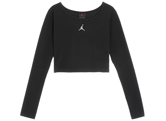 Women's Jordan Flight Cropped L/S Tee in Black