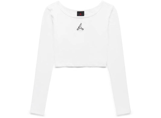 Women's Jordan Flight Cropped L/S Tee in White