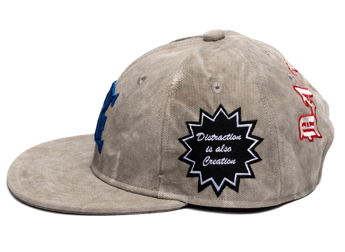 Readymade Damage Snapback Cap in White