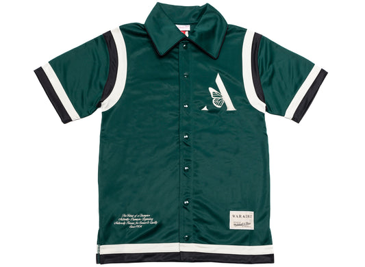 Mitchell & Ness x Waraire Full Snap Shooting Shirt in Green