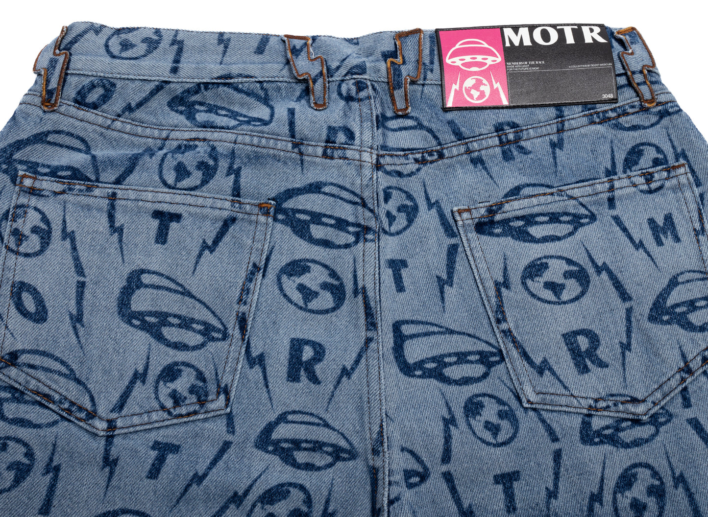 Members of the Rage MOTR Monogram Denim Pants