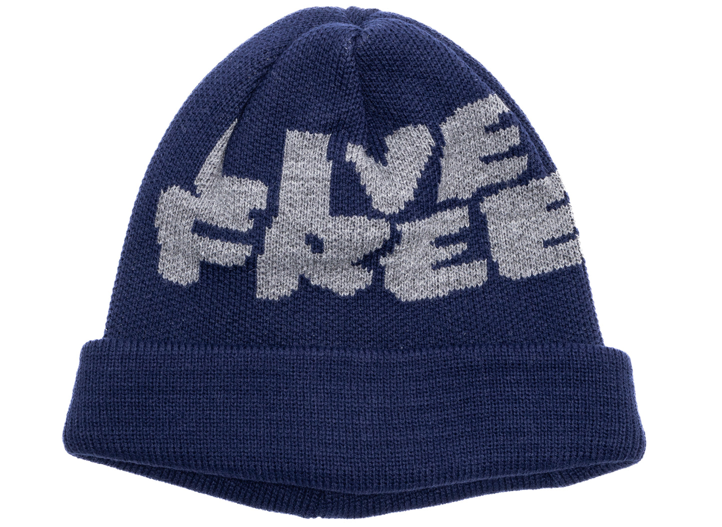 Comme des Garçon SHIRT Live Free Jacquard Beanie in Navy