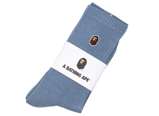 A Bathing Ape Ape Head One Point Socks in Sax