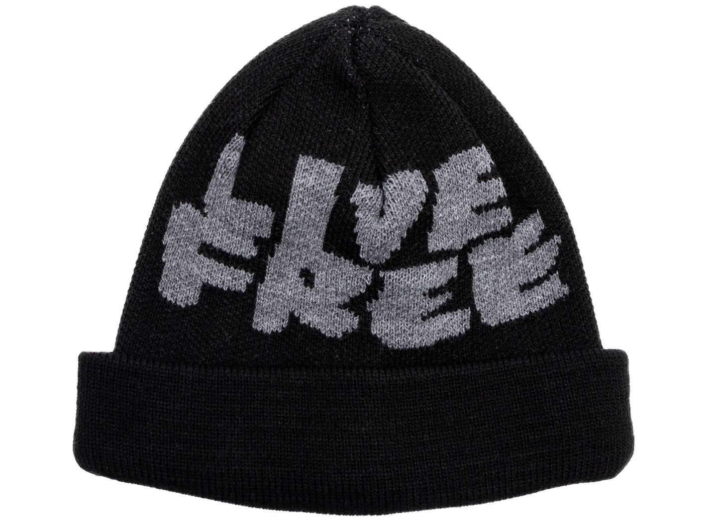 Comme des Garçon SHIRT Live Free Jacquard Beanie in Black