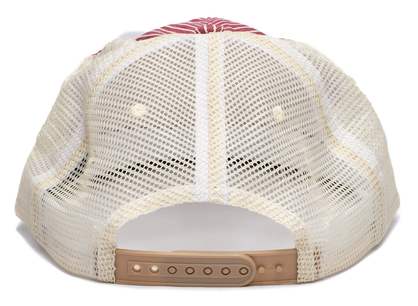 Rhude Red Striped Tobacco Trucker Hat