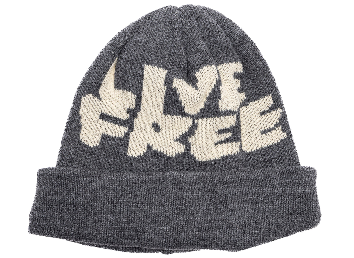 Comme des Garçon SHIRT Live Free Jacquard Beanie in Grey