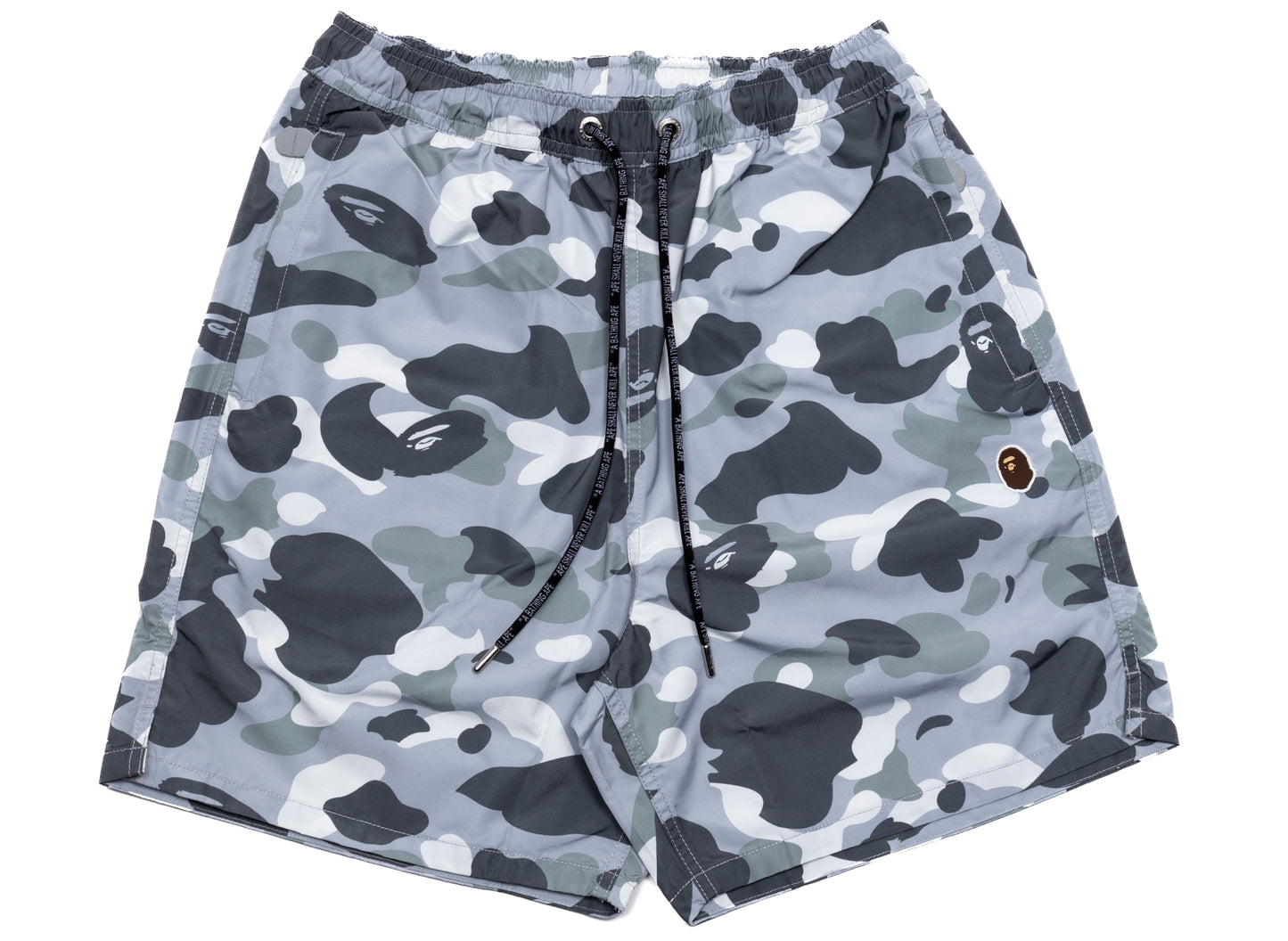 A Bathing Ape City Camo Ape Head One Point Beach Shorts in Grey Oneness Boutique