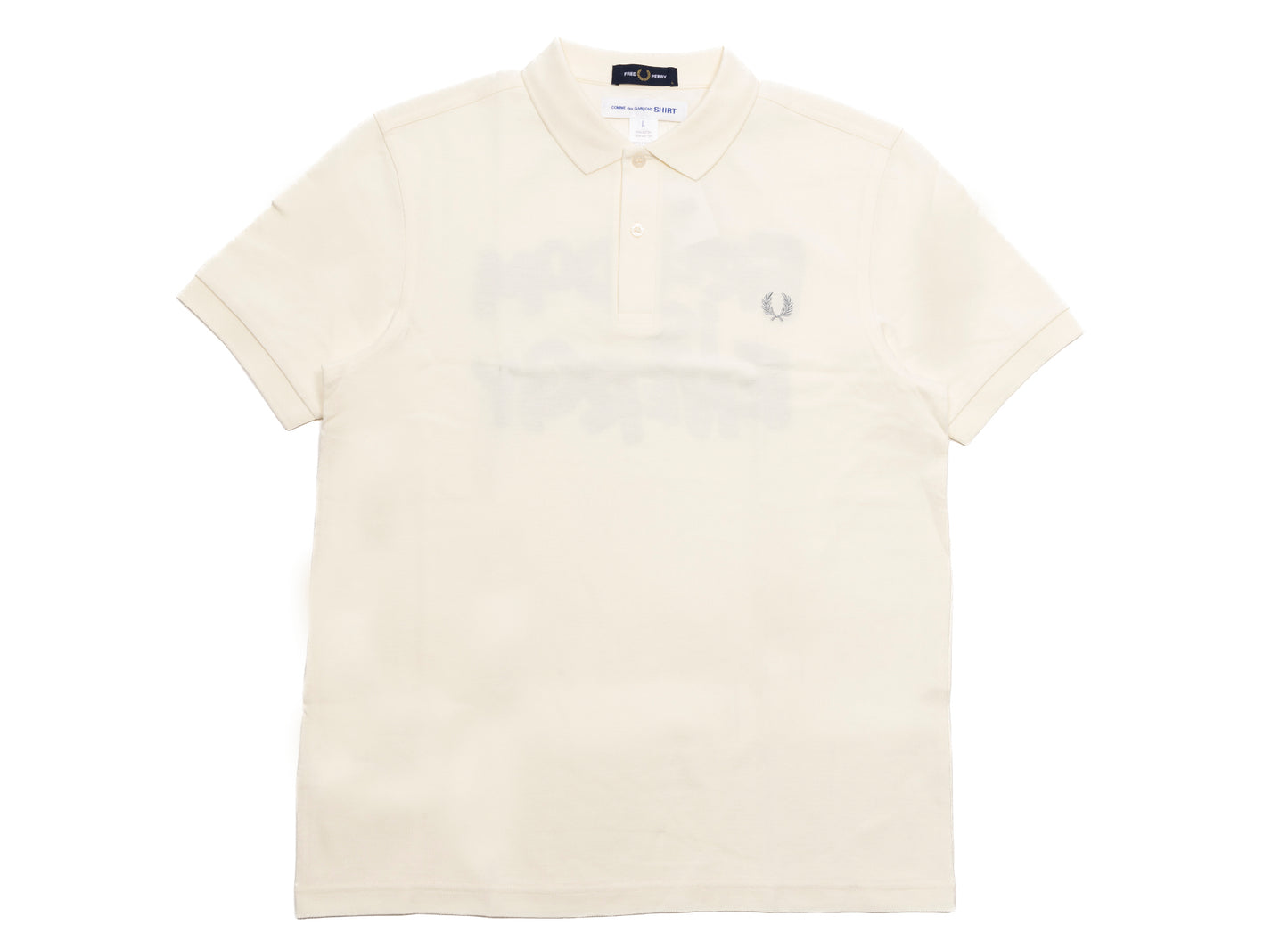 Comme des Garçons SHIRT x Fred Perry Energy is Freedom Polo Shirt in Cream xld