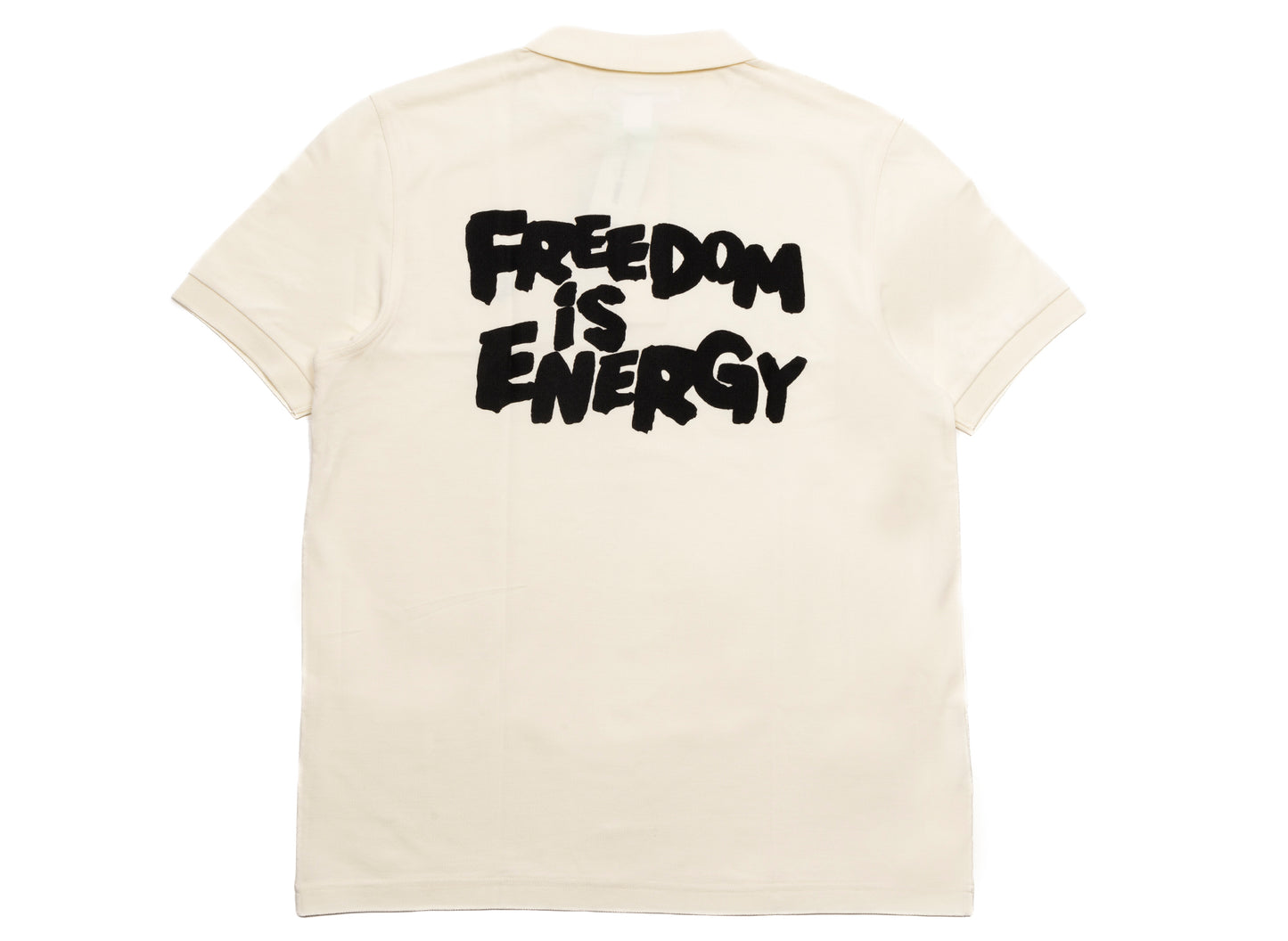 Comme des Garçons SHIRT x Fred Perry Energy is Freedom Polo Shirt in Cream xld