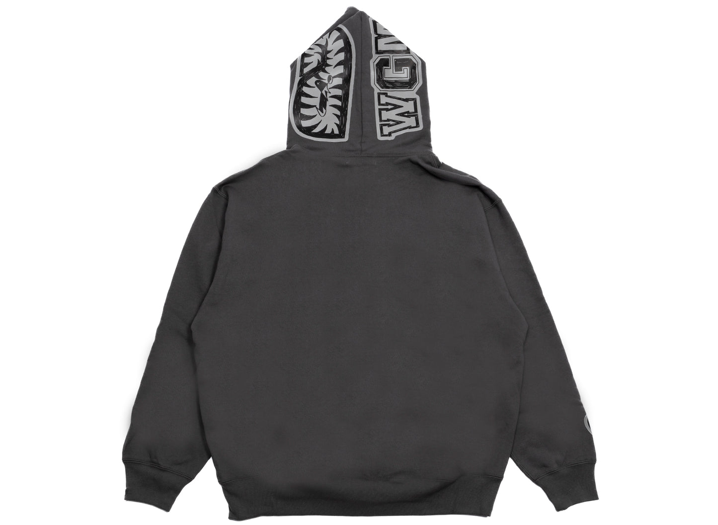 A Bathing Ape Hand Drawn Face Relaxed Fit Shark Full Zip Hoodie in Grey 2XL