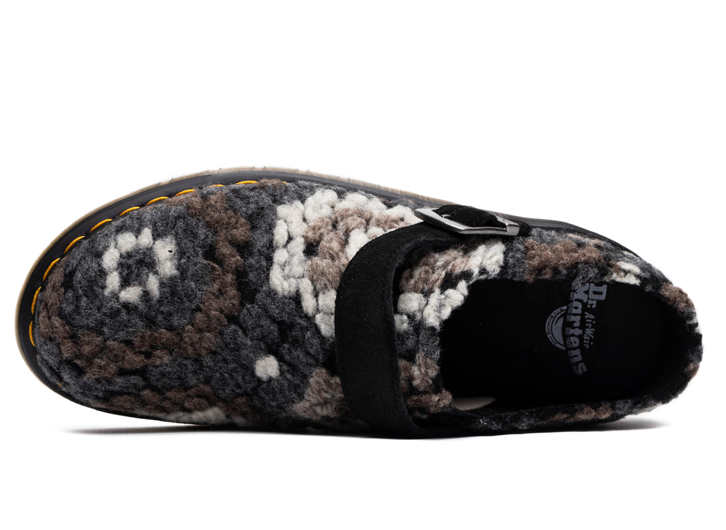 Dr. Martens Isham Crochet Wool Suede Mules in Black