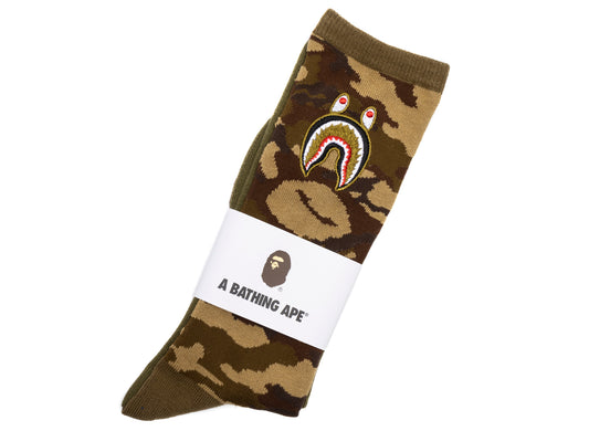 A Bathing Ape 1st Shark Socks in Olive xld