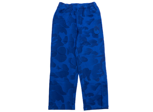 A Bathing Ape Ink Camo Wide Leg Snap Detail Track Pants in Blue