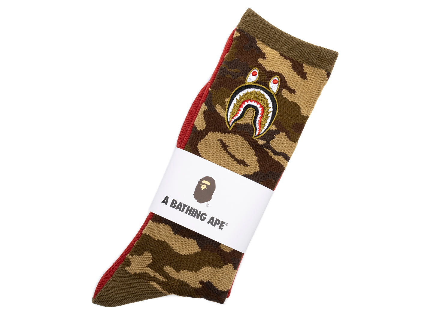 A Bathing Ape 1st Shark Socks in Red xld