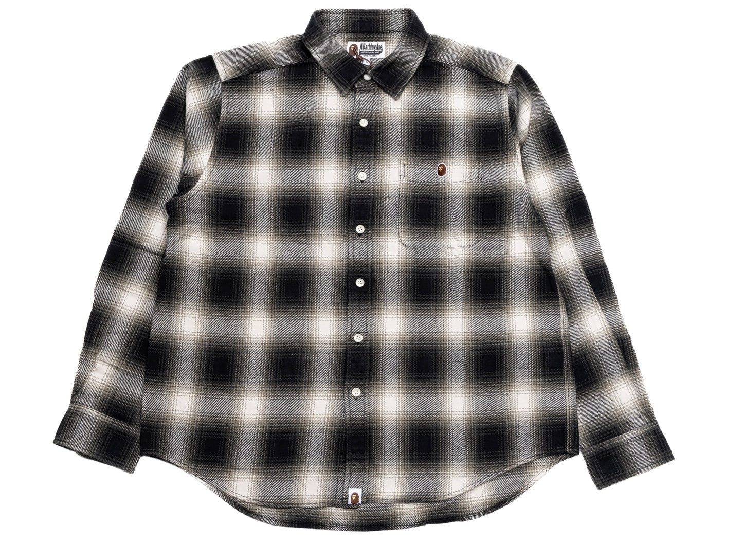 A Bathing Ape One Point Ombre Check L/S Shirt in Ivory