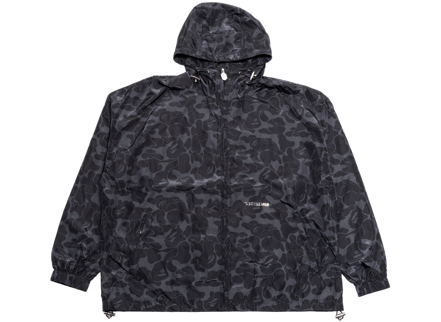 A Bathing Ape Solid Color Nylon Hooded Jacket in Black xld