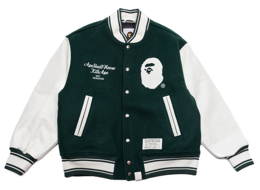 A Bathing Ape Bape Varsity Jacket in Green xld