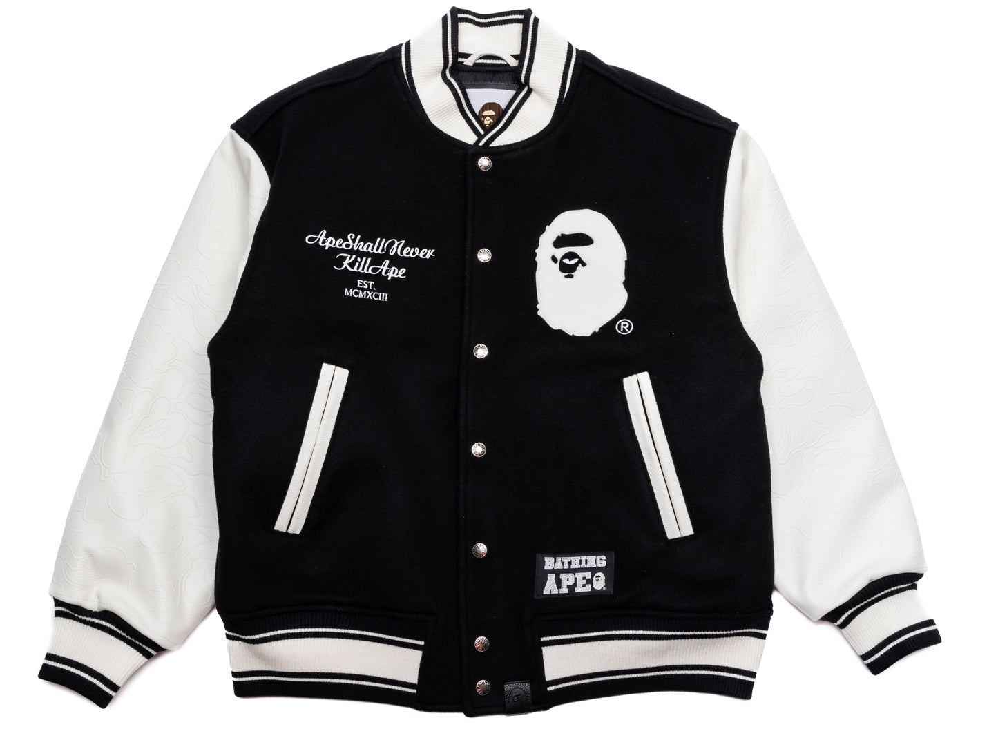 A Bathing Ape Bape Varsity Jacket in Black