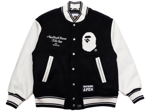 A Bathing Ape Bape Varsity Jacket in Black xld