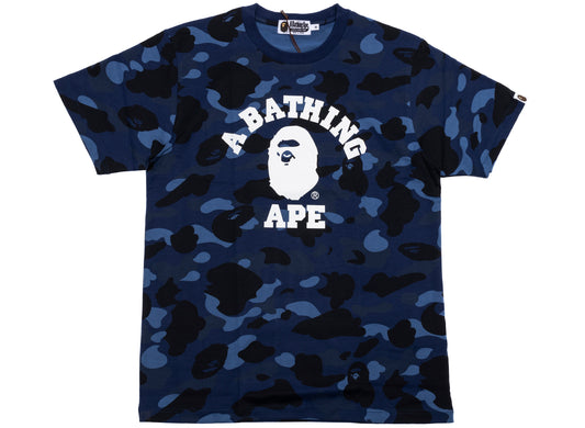 A Bathing Ape Color Camo College Tee in Navy