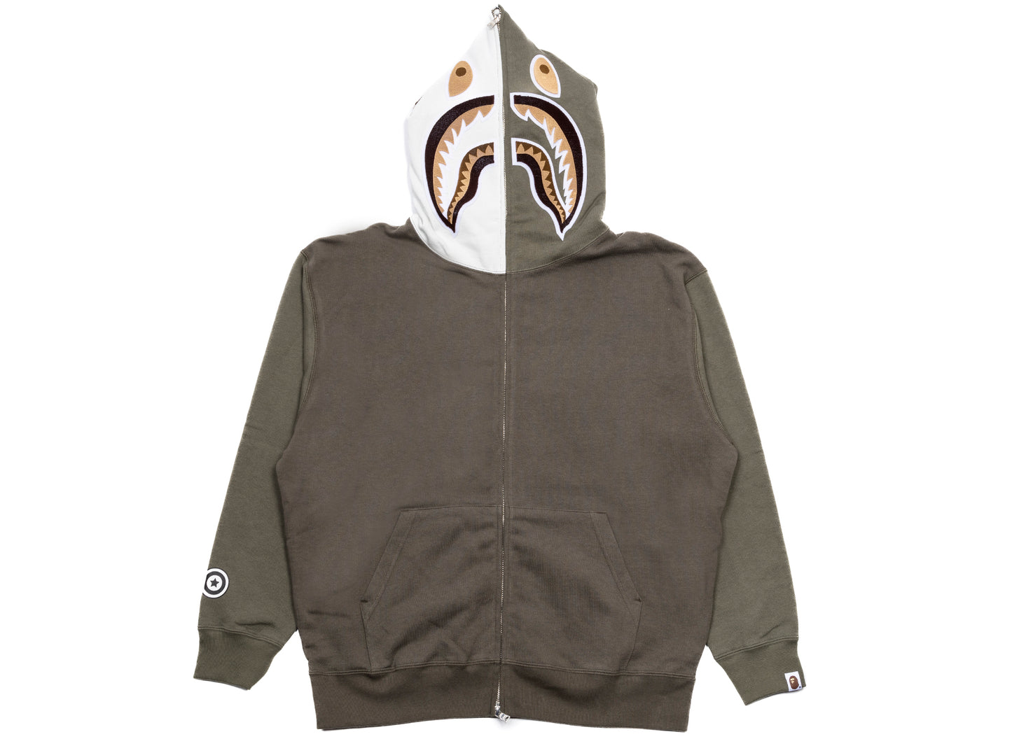 A Bathing Ape Shark Full Zip Hoodie #2 M in Olive