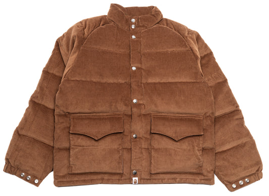 A Bathing Ape Corduroy Classic Down Jacket in Brown