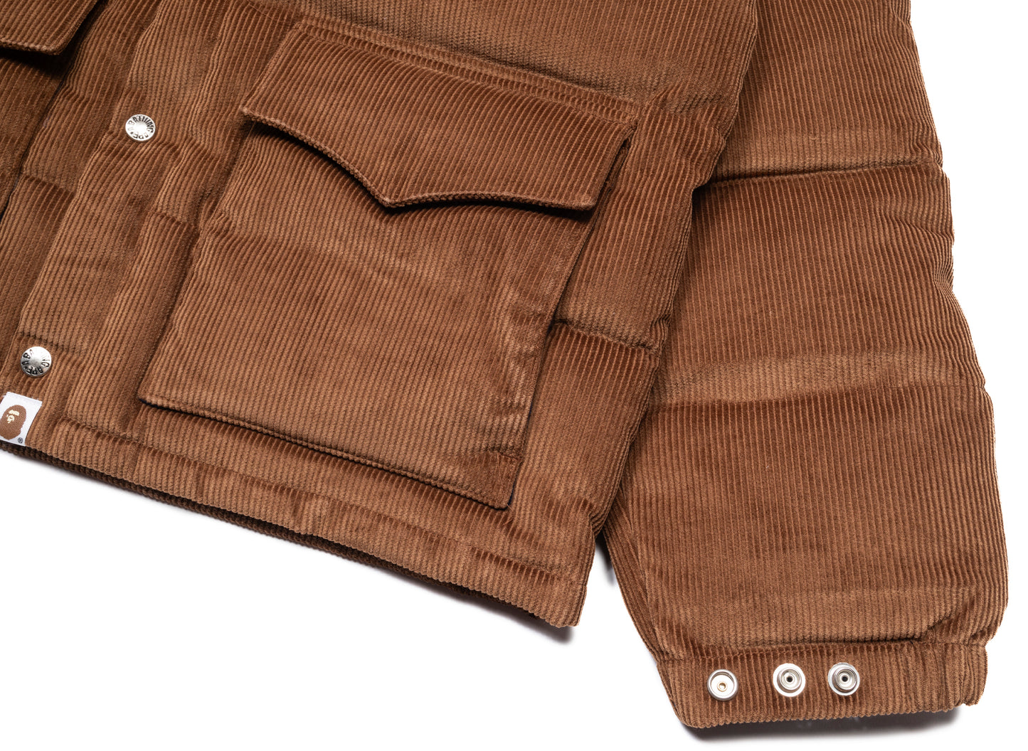 A Bathing Ape Corduroy Classic Down Jacket in Brown