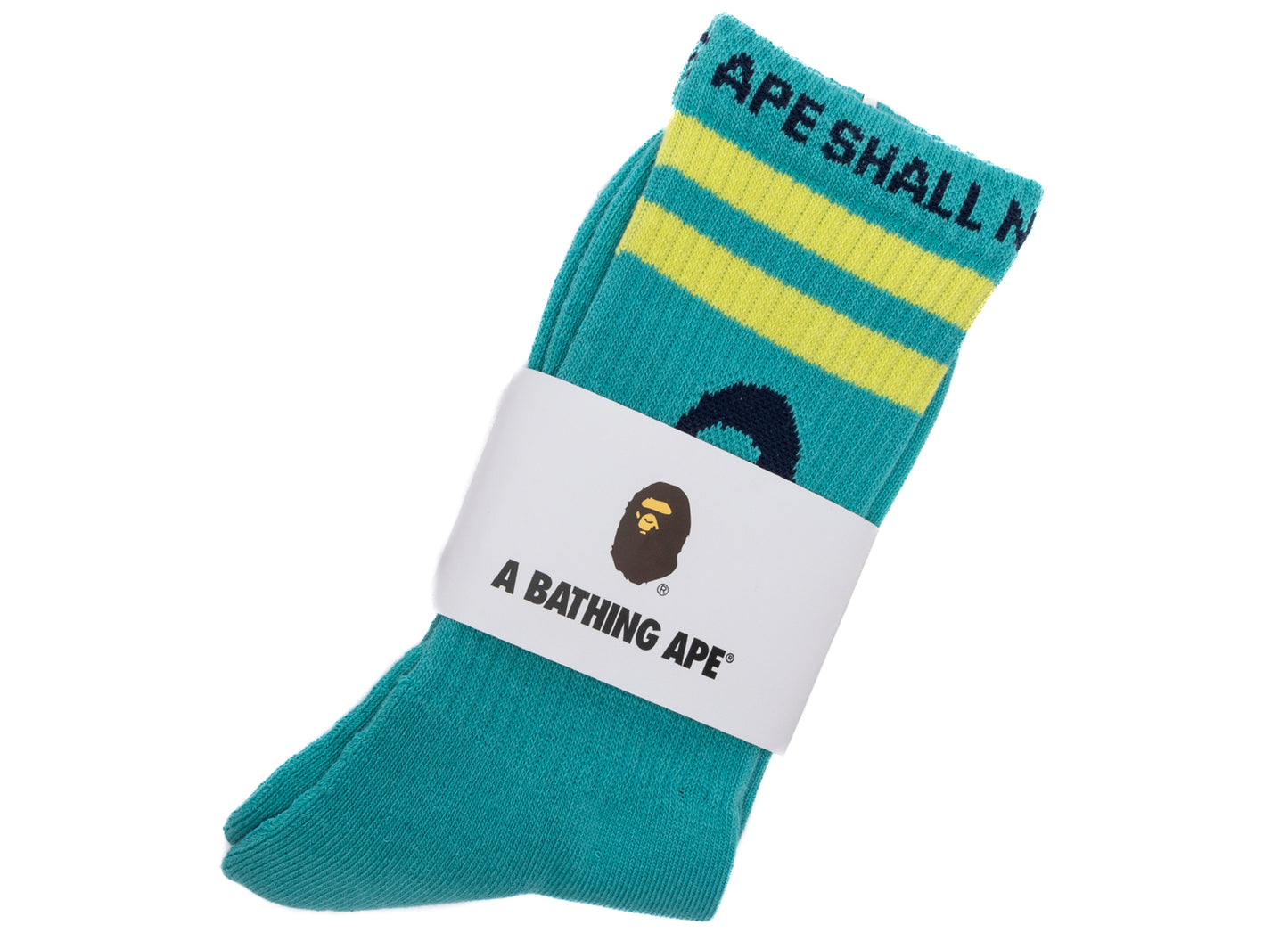 A Bathing Ape Ape Head Line Socks in Green