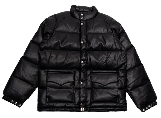 A Bathing Ape Leather Classic Down Jacket in Black