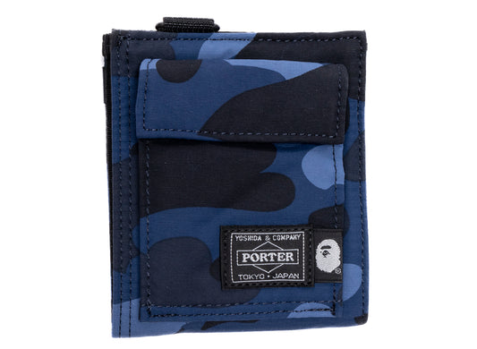 A Bathing Ape Porter Color Camo Wallet in Navy